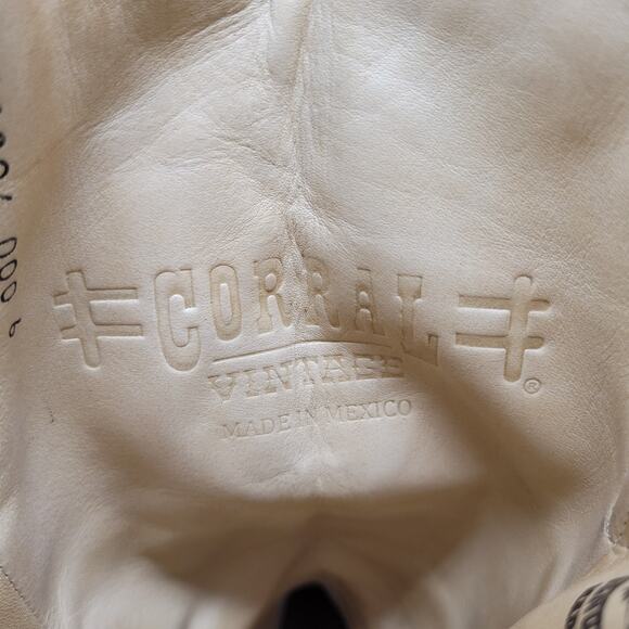 Corral Boots 6.5 Brown Lizard Leather Inlay Snip Toe Cowgirl Western Rodeo C2109 - Picture 12 of 13